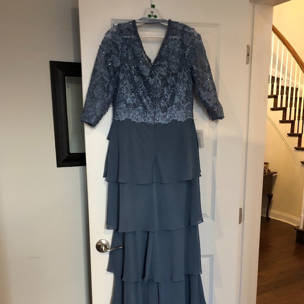 SALE NWT Marsoni by Colors MV1244 Chiffon Mother of the Bride Slate Blue Size 12 - Picture 9 of 10